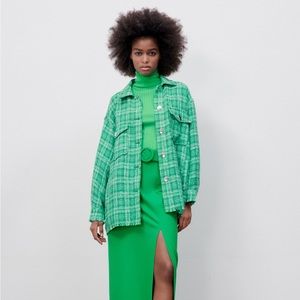 Zara women plaid overshirt XS green